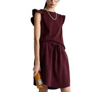 Marc OߴPolo Denim Damen Tanktop mit Volantärmeln Regular Fit, Rot (Merlot Red), S
