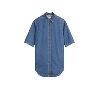 Hemdblusenkleid MARC O'POLO "aus Organic Cotton Lyocell-Mix", Damen, Gr. S, Normalgrößen, clean mid blau wash, Obermaterial: 64% Baumwolle, 36% Lyocell, unifarben, regular fit knielang, Kurzarm normal