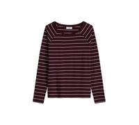 Langarmshirt MARC O'POLO DENIM "aus Loose Knit Jersey", Damen, Gr. S, rot (dunkelrot), Obermaterial: 100% Baumwolle, gestreift, Basic, relaxed fit, Rundhals, normaler Saum, Shirts Langarmshirt (465047