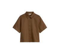 Kurzarmbluse MARC O'POLO DENIM "relaxed aus Leinen-Baumwolle-Mix", Damen, Gr. XL, umbra braun, Web, Obermaterial: 56% Leinen, 44% Baumwolle, relaxed fit normal, Blusen (15935745-XL) umbra braun