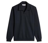 Langarm-Poloshirt MARC O'POLO DENIM, Herren, Gr. L, schwarz (schwarz navy), Jersey, Obermaterial: 96% Baumwolle, 4% Elasthan, relaxed fit normal, Bündchen, Shirts, Polo-Sweatshirt regular aus schwerem