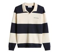 Marc O'Polo Denim Herren Polo-Sweatshirt - Sweat Troyer, Blockstreifen, Baumwolle, Relaxed Fit Dunkelblau/Natur / L L Mehrfarbig