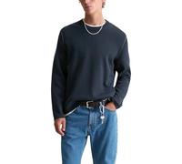 Strickpullover MARC O'POLO DENIM "aus Double-Face-Cotton", Herren, Gr. L, navy teal, Obermaterial: 67% Baumwolle, 29% Lyocell, 3% Polyamid, 1% Elasthan, unifarben, Pullover Strickpullover (50962466-L)