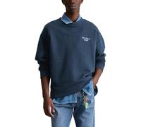 Sweatshirt MARC O'POLO DENIM "mit Rückenprint", Herren, Gr. XL, north sea, Obermaterial: 100% Baumwolle, unifarben, relaxed fit, Rundhals, Rippbündchen, Sweatshirts Sweatshirt (46342756-XL) north sea