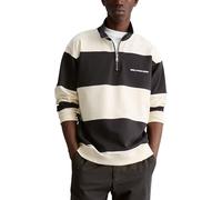 Sweatshirt MARC O'POLO DENIM "mit Cut-&-Sew-Blockstreifen", Herren, Gr. XXL, schwarz, Obermaterial: 100% Baumwolle, gestreift, relaxed fit, Rippbündchen, Sweatshirts Sweatshirt (87788759-XXL) schwarz