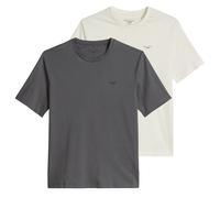 Marc O'Polo Denim Herren T-Shirt, 2er Pack - Regular Fit, Baumwolle, Logo, einfarbig Dunkelgrau/Weiß / S S Mehrfarbig