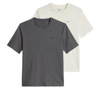 Marc O'Polo Denim Herren T-Shirt, 2er Pack - Regular Fit, Baumwolle, Logo, einfarbig Dunkelgrau/Weiß XL