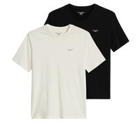 Marc O'Polo Denim Herren T-Shirt, 2er Pack - Regular Fit, Baumwolle, Logo, einfarbig Schwarz/Weiß S