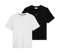Marc O'Polo Denim Herren T-Shirt, 2er Pack - Relaxed Fit, Baumwolle, Logo, einfarbig Schwarz/Weiß M
