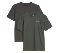 Marc O'Polo Denim Herren T-Shirts, 2er Pack - Regular Fit, Baumwolle, Logo, einfarbig Dunkelgrau/Grün L