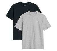 Marc O'Polo Denim Herren T-Shirts, 2er Pack - Regular Fit, Baumwolle, Logo, einfarbig Grau/Schwarz M
