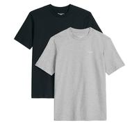 Marc O'Polo Denim Herren T-Shirts, 2er Pack - Regular Fit, Baumwolle, Logo, einfarbig Grau/Schwarz / M M Mehrfarbig
