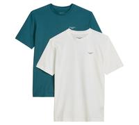 Marc O'Polo Denim Herren T-Shirts, 2er Pack - Regular Fit, Baumwolle, Logo, einfarbig Petrolblau/Weiß 2XL