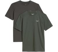 Marc O'Polo Denim Herren T-Shirts, 2er Pack - Regular Fit, Baumwolle, Logo, einfarbig Dunkelgrau/Grün M