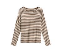 Marc OߴPolo Denim Damen Langarmshirt mit U-Boot-Ausschnitt gestreift, Braun (Dark Brown Multi 02), L