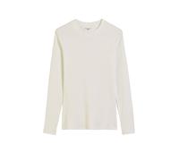 Langarmshirt MARC O'POLO DENIM, Damen, Gr. XL, weiß (silky weiß), Rippware, Obermaterial: 96% Baumwolle, 4% Elasthan, unifarben, slim fit normal, Rundhals, Langarm abgesteppte Kante, Shirts, Rundhalsa