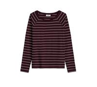 Langarmshirt MARC O'POLO DENIM "aus Loose Knit Jersey", Damen, Gr. L, rot (dunkelrot), Obermaterial: 100% Baumwolle, gestreift, Basic, relaxed fit, Rundhals, normaler Saum, Shirts Langarmshirt (465047