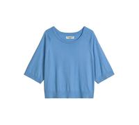 Strickpullover MARC O'POLO DENIM "aus weichem Organic-Cotton-Modal-Mix", Damen, Gr. M, blau (medium blau 4840), Obermaterial: 50% Modal, 50% Baumwolle, unifarben, Rundhals, Pullover Strickpullover (33