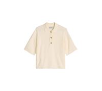 Poloshirt MARC O'POLO DENIM "aus Crinkled Organic Cotton-Mix", Damen, Gr. M, creamy weiß, Obermaterial: 81% Baumwolle, 19% Polyamid, unifarben, regular fit, Shirts (57954423-M) creamy weiß