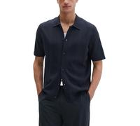 Kurzarmhemd MARC O'POLO "DFB Travel Collection", Herren, Gr. XL, N-Gr, deep night blau, Strick, Obermaterial: 100% Baumwolle, gerade normal, Hemden (11845700-XL) deep night blau