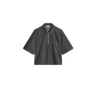 Kurzarmbluse MARC O'POLO DENIM "aus Organic Cotton", Damen, Gr. L, grau (light graphite), Obermaterial: 100% Baumwolle, unifarben, regular fit bauchfrei, normaler Saum, Blusen (71843420-L) light graph