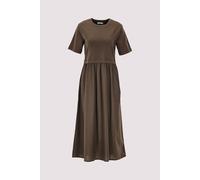 Jerseykleid MARC O'POLO "aus Material-Mix", Damen, Gr. XL, Normalgrößen, mossy earth, Obermaterial: 100% Baumwolle, unifarben, regular fit wadenlang, Rundhals, normaler Saum, Kleider Jerseykleid (1105