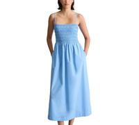 Midikleid MARC O'POLO DENIM "aus Papertouch-Popeline", Damen, Gr. XS, Normalgrößen, flaxflower blau, Obermaterial: 100% Baumwolle, unifarben, slim fit wadenlang, Kleider Midikleid (93019518-XS) flaxfl