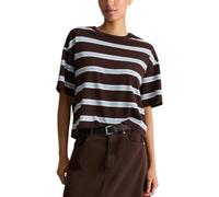 T-Shirt MARC O'POLO DENIM "aus Heavy Jersey", Damen, Gr. XXL, schwarz braun, Obermaterial: 100% Baumwolle, gestreift, Basic, regular fit, normaler Saum, Shirts T-Shirt (24960346-XXL) schwarz braun