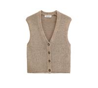Strickweste MARC O'POLO "aus Bändchengarn", Damen, Gr. L, earthy taupe, Obermaterial: 70% Baumwolle, 30% Polyester, unifarben, V-Ausschnitt, Westen Strickweste (23445658-L) earthy taupe