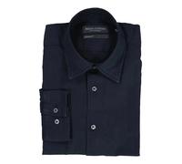 Langarmhemd MARC O'POLO "aus Bio-Baumwolle und TENCEL™ Lyocell", Herren, Gr. XL, Normalgrößen, blau (schwarz navy), Obermaterial: 54% Baumwolle, 46% Lyocell, unifarben, regular fit normal, Doppelmansc