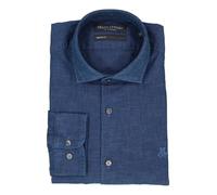 Marc O'Polo Herren Hemd aus Bio-Baumwolle Shaped Fit, Blau (Multi/Dark Navy), XL