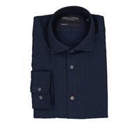 Marc O'Polo Hemd Herren Slim Fit Langarm Haifischkragen Baumwolle blau, L