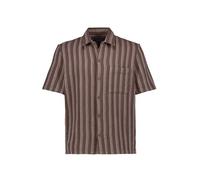 Kurzarmhemd MARC O'POLO "aus Bio-Baumwolle in Leno-Weave", Herren, Gr. L, Normalgrößen, light braun, Obermaterial: 100% Baumwolle, gestreift, regular fit normal, normaler Saum, Hemden (41261168-L) lig