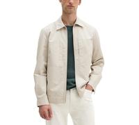 Hemdjacke MARC O'POLO, Herren, Gr. L, beige (grau kit), Twill, Obermaterial: 80% Baumwolle, 20% Leinen, oversize normal, Jacken, aus Bio-Baumwolle und Leinen (21094835-L) grau kit