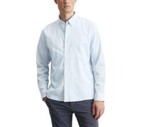 Langarmhemd MARC O'POLO "aus Bio-Baumwolle", Herren, Gr. L, Normalgrößen, blau (airblau), Obermaterial: 100% Baumwolle, unifarben, regular fit normal, Doppelmanschette, Hemden (15708814-L) airblau