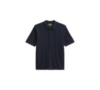 Kurzarmhemd MARC O'POLO "DFB Travel Collection", Herren, Gr. L, N-Gr, deep night blau, Strick, Obermaterial: 100% Baumwolle, gerade normal, Hemden (11845700-L) deep night blau