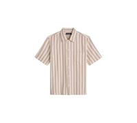 Kurzarmhemd MARC O'POLO "aus Bio-Baumwolle in Leno-Weave", Herren, Gr. 3XL, Normalgrößen, light beige, Obermaterial: 100% Baumwolle, gestreift, regular fit normal, normaler Saum, Hemden (16908156-XXXL