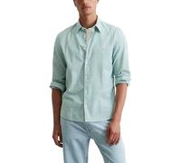 Langarmhemd MARC O'POLO "aus gestreifter Bio-Baumwolle", Herren, Gr. M, Normalgrößen, multi, eucalyptus, Obermaterial: 100% Baumwolle, gestreift, casual, figurbetont normal, Langarm Doppelmanschette, 