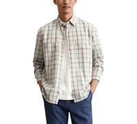 Langarmhemd MARC O'POLO "aus reiner Bio-Baumwolle", Herren, Gr. L, Normalgrößen, multi, eucalyptus, Obermaterial: 100% Baumwolle, kariert, casual, regular fit normal, Langarm Doppelmanschette, Hemden 