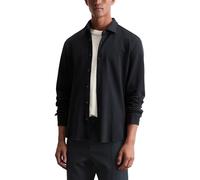 Marc O'Polo Herren Hemd Shaped Fit aus Bio-Baumwoll-Piqué Langarm Doppelmanschette Blau XL