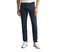 Marc O'Polo Herren Jeans Sjöbo, Dunkelblau, Shaped Fit, Niedrige Leibhöhe, 99% Bio-Baumwolle 1% Elasthan, Shaped Leg, Five-Pocket-Style, Mit Permanent-Sitzfalten