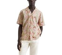 Marc O'Polo Herren Kurzarmhemd aus Leinen-Baumwoll-Mix mit Allover-Print, Beige (Multi/Pure Cashmere), 3XL