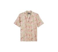 Marc O'Polo Herren Kurzarmhemd aus Leinen-Baumwoll-Mix mit Allover-Print, Beige (Multi/Pure Cashmere), XL