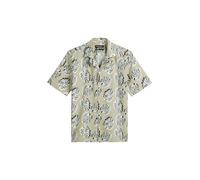 Marc O'Polo Herren Kurzarmhemd aus Leinen-Baumwoll-Mix mit Allover-Print, Beige (Multi/Pure Cashmere), XXL