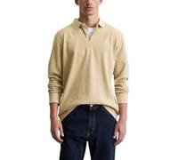 Langarm-Poloshirt MARC O'POLO "aus reiner Bio-Baumwolle", Herren, Gr. L, weiß (pure cashmere), Obermaterial: 100% Baumwolle, unifarben, regular fit, Langarm, Shirts (77806215-L) pure cashmere