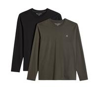 Marc O'Polo Herren Langarmshirt, 2er Pack - Longsleeve, Rundhals, Organic Cotton, Shaped Fit Schwarz/Grau / 3XL XXXL Mehrfarbig