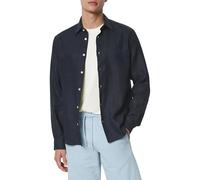 Leinenhemd MARC O'POLO, Herren, Gr. L, N-Gr, blau (schwarz navy), Web, Obermaterial: 100% Leinen, Langarm Manschette, Hemden, im klassisch cleanen Look (44540826-L) schwarz navy