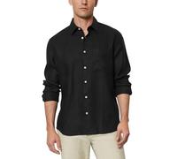 Marc O'Polo Herren Leinenhemd Langarm Regular Fit, Schwarz (Black), XXL