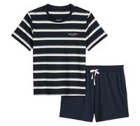 Marc O'Polo Herren Schlafanzug, kurz - Pyjama Set, 2-teilig, gestreift, Baumwolle XL Blau