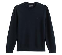 Rundhalspullover MARC O'POLO "aus Bio-Baumwoll-Piqué", Herren, Gr. S, schwarz navy, Obermaterial: 100% Baumwolle, unifarben, Rundhals, Pullover Rundhalspullover (25926118-S) schwarz navy